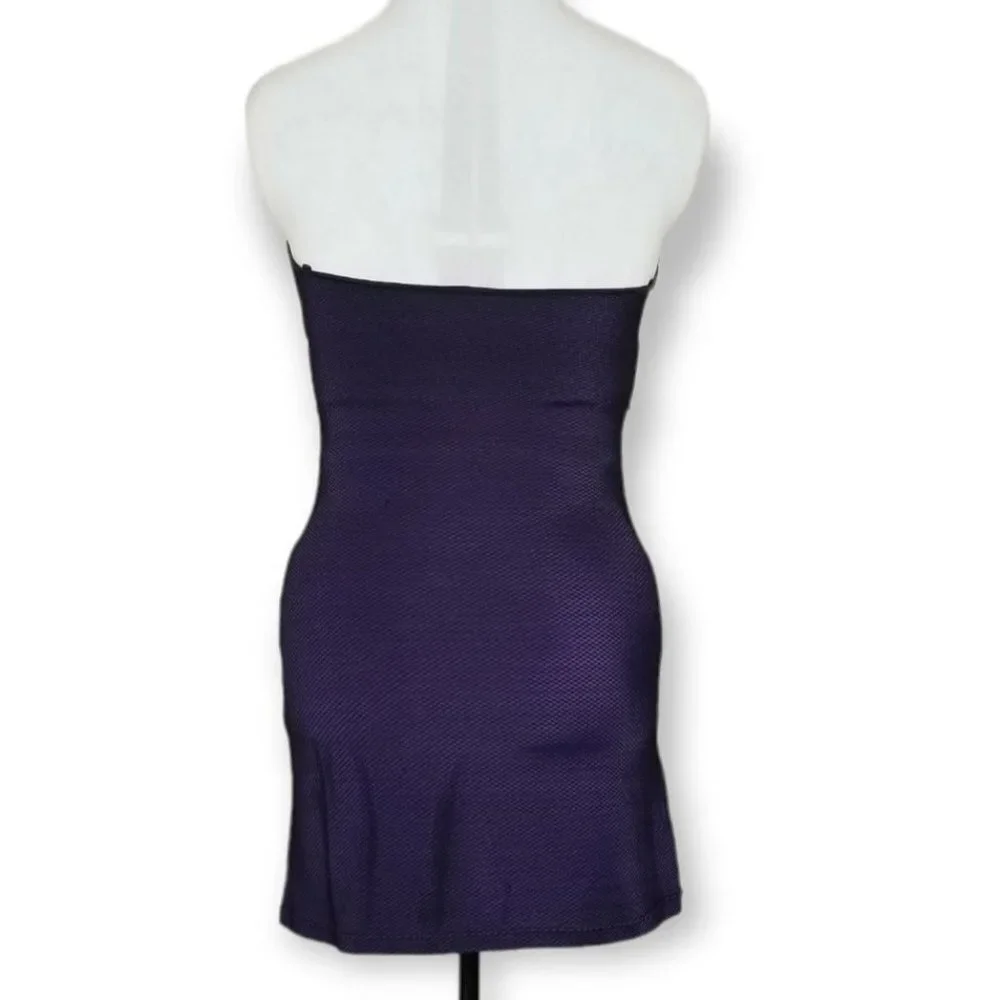 ⚡️Coquette Purple Body Con Fitted Mini Dress Fishnet Overlay Pyramid Stud Punk - Picture 8 of 8